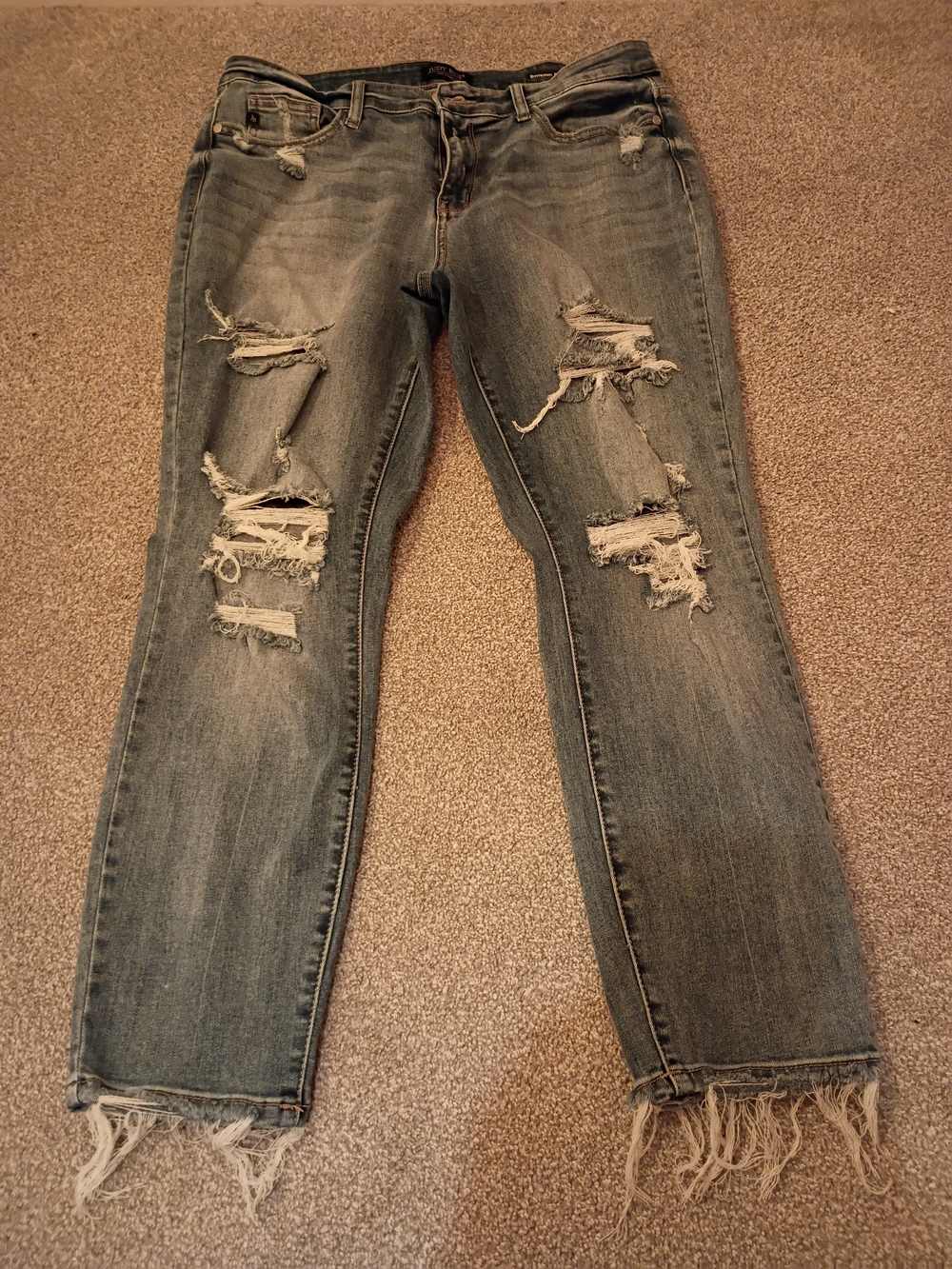 Judy Blue Distressed Light Blue Boyfriend Jeans